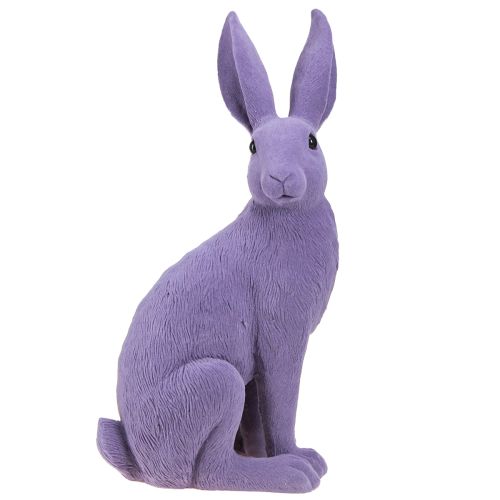 Floristik24 Deko Hase Flieder Osterhase sitzend beflockt 16×13×35cm