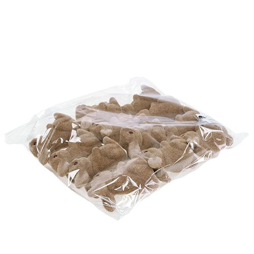 Floristik24 Deko-Hase 9,5cm beflockt Braun 12St