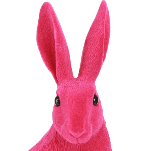 Floristik24 Deko Hase sitzend Figur Osterhase beflockt Pink 12×9×25cm