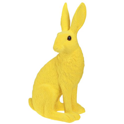 Floristik24 Deko Hase sitzend Osterhase beflockt Gelb 12×9×25cm