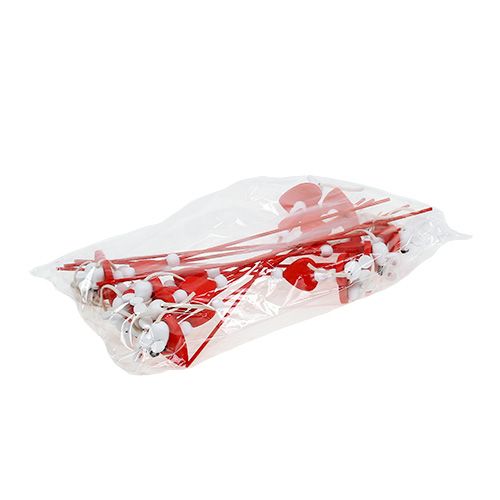 Artikel Deko-Herzen mit Mäusen am Stab Rot 12 St