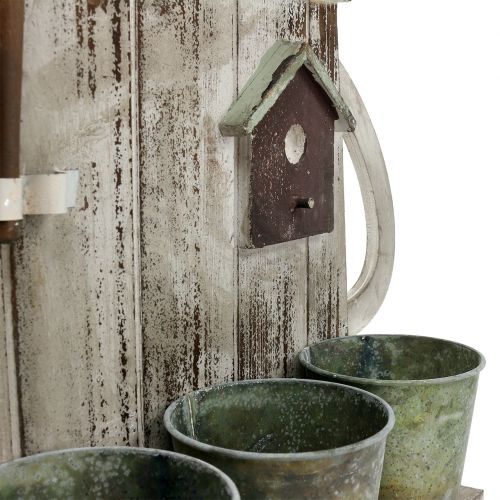 Floristik24 Deko Holzregal mit Töpfen 50cm x 43cm x 11,5cm