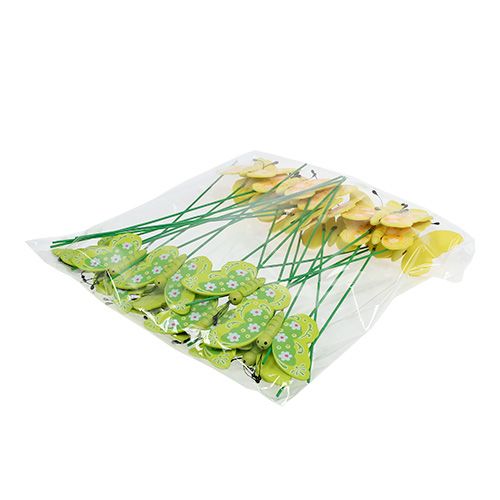 Floristik24 Deko-Holzschmetterlinge am Stab 8cm 24St
