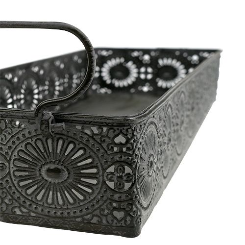 Floristik24 Metallkasten Tablett Grau 40,5cm x 12,5cm x 5cm