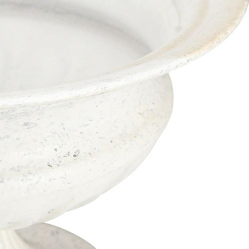 Floristik24 Deko Pokal Schale Antik Metallpokal Weiß Ø20cm H15cm
