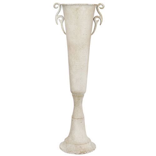 Artikel Deko-Pokal-Vase Vintage Metall Antik-Stil mit Griffen, Grau, Ø15cm H59cm, für Trockenblumen & Innendekoration