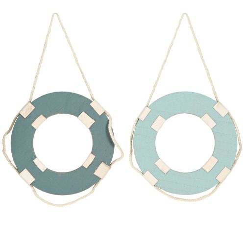 Artikel Deko Rettungsring Holz Maritim Schwimmring Blau 17cm 2St