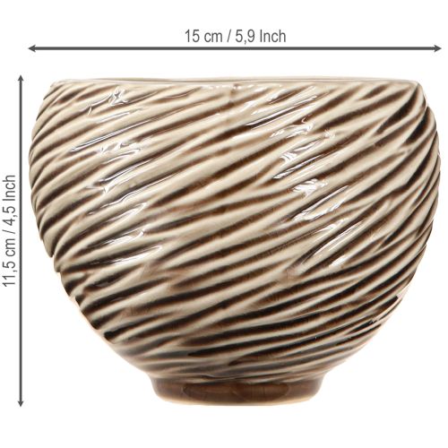 Artikel Deko Schale Blumentopf Keramik Beige Braun Ø15cm 2St
