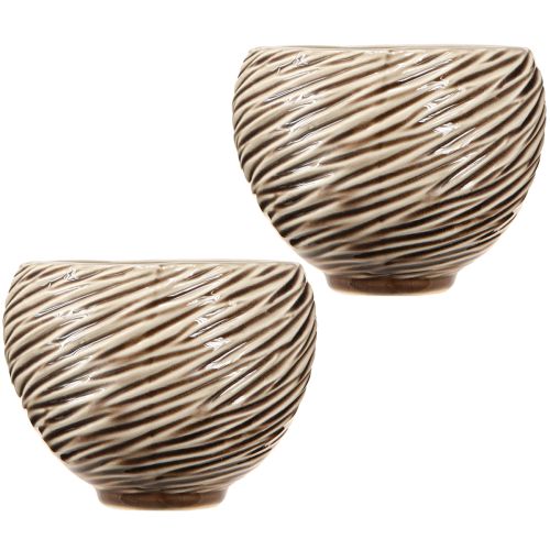 Artikel Deko Schale Blumentopf Keramik Beige Braun Ø15cm 2St