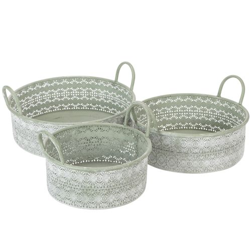 Artikel Deko-Schale Metall mit Griffen Übertopf Vintage 3er-Set