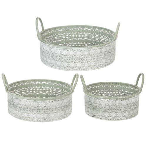 Deko-Schale Metall mit Griffen Übertopf Vintage 3er-Set | Floristik24.de