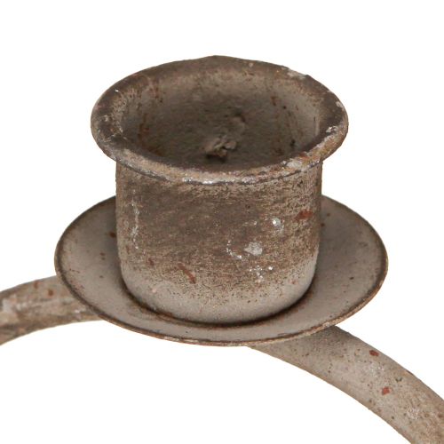 Floristik24 Deko Schale mit Kerzenhalter Antik Grau Rost Ø11cm H23,5cm