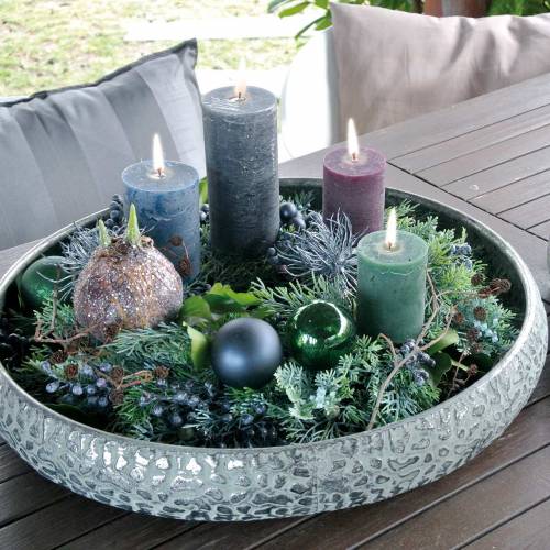 Floristik24 Deko-Schale Antik Silbern Zink Ø40/50cm 2er-Set