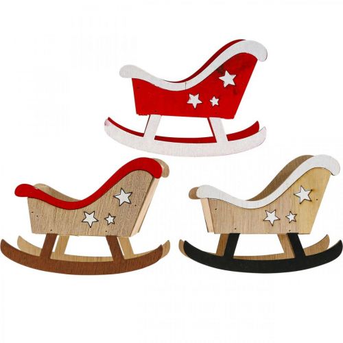 Floristik24 Deko Schlitten Holz Weihnachtsschlitten Rot Weiß 9St