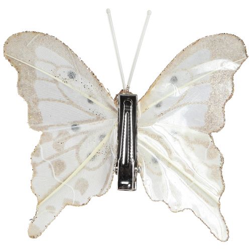 Artikel Feder Deko Schmetterlinge in Gold am Clip 7,5x7cm 4 St