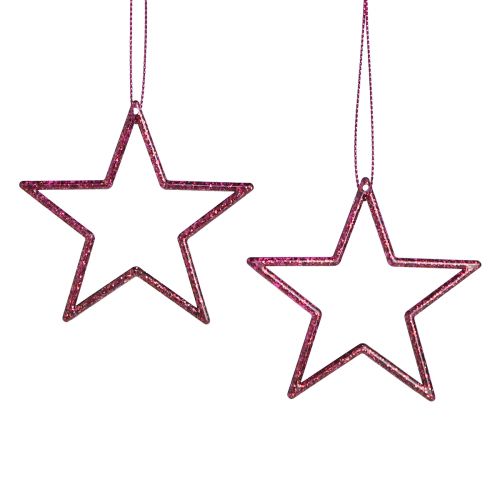 Weihnachtsdeko Glitzer-Sterne zum Hängen in Berry Glitter, 40er Set, 7,5cm - Festliche Anhänger für Tannenbaum und Fenster