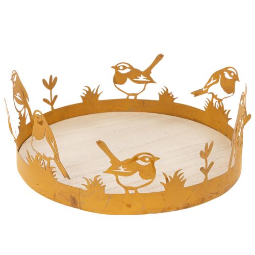 Deko-Tablett, Tischschmuck mit Vögeln, Frühlingsdeko Edelrost Ø20cm H8,5cm kaufen | Floristik24.de