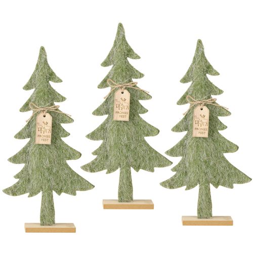 Floristik24 Deko Tannenbaum aus Filz mit Anhänger Grün H32cm 3 St