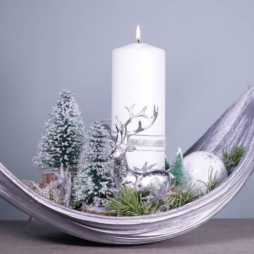 Artikel Weihnachtliche Dekoration, Deko-Tannenbaum, Mini-Tanne Grün beschneit H15cm Ø9,5cm 6St