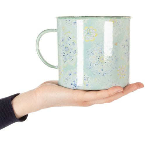 Deko Tasse Pflanztopf Mandala emailliert Ø13cm H12cm | Floristik24.de