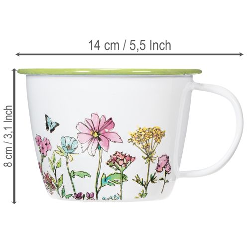 Deko Tasse Pflanztopf emailliert Ø11cm H8cm | Floristik24.de