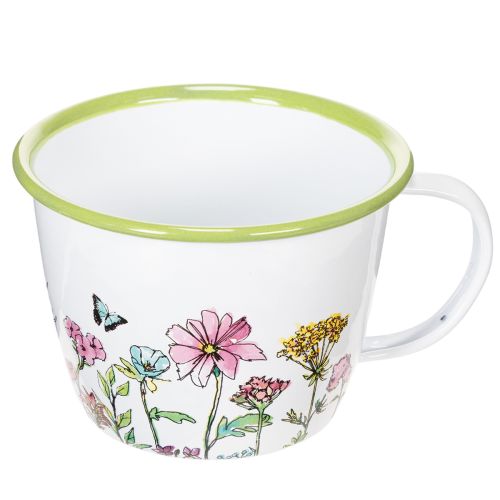 Deko Tasse Pflanztopf emailliert Ø11cm H8cm | Floristik24.de