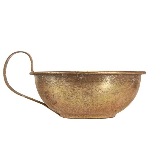 Floristik24 Deko Tasse mit Kerzenhalter Gold Stabkerzenhalter Antik Ø17cm