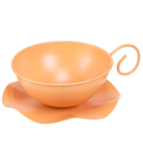 Artikel Deko Tasse Ø16cm H9cm mit Teller Metall Deko Orange 2St