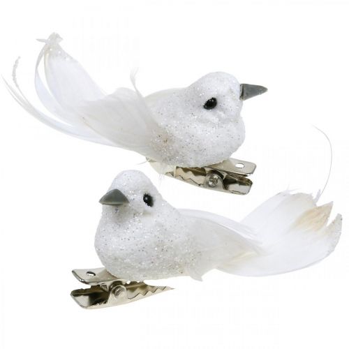 Deko Taubenpaar Deko Vögel mit Clip Weiß L5cm 4St