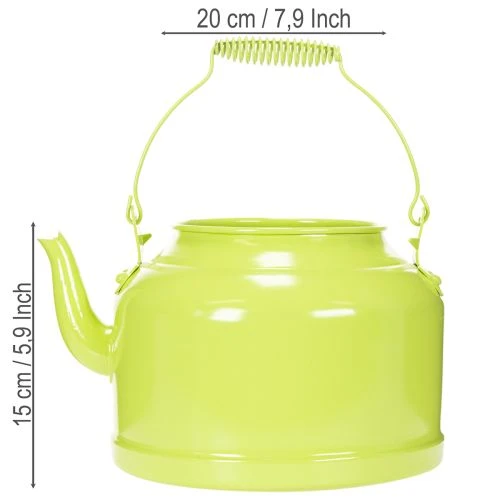 Deko-Teekanne Metall Apfelgrün - Blumen-Übertopf - Ø20cm H15cm - Vielseitige Gartendeko und Geschenkidee | Floristik24.de