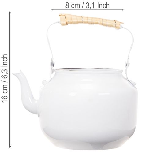 Deko Teekessel Übertopf Metall Weiß Shabby Chic Ø8,6cm H16cm Vintage Deko Blumengefäß | Floristik24.de