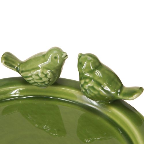 Artikel Deko Teller Vogeltränke Tischdeko Keramik Grün Ø20,5cm 2St