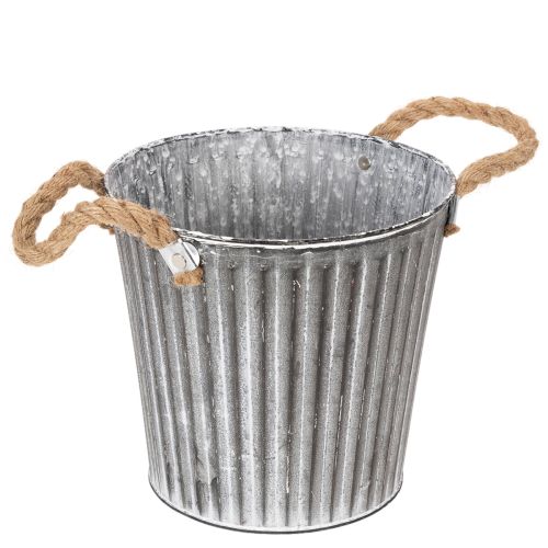 Deko-Topf zum Bepflanzen, Metalltopf mit Henkeln, Metalldeko Shabby Chic Ø21,5cm | Floristik24.de