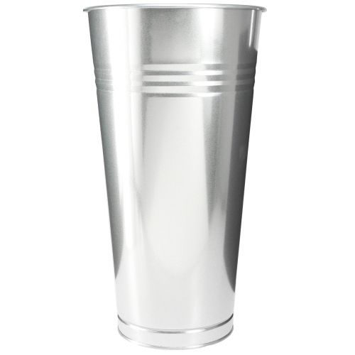 Floristik24 Deko Vase Metall Konische Bodenvase Silber H 49cm 18L