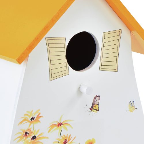 Floristik24 Deko Vogelhaus zum Hängen Weiß Gelb Sommer H21cm 2St