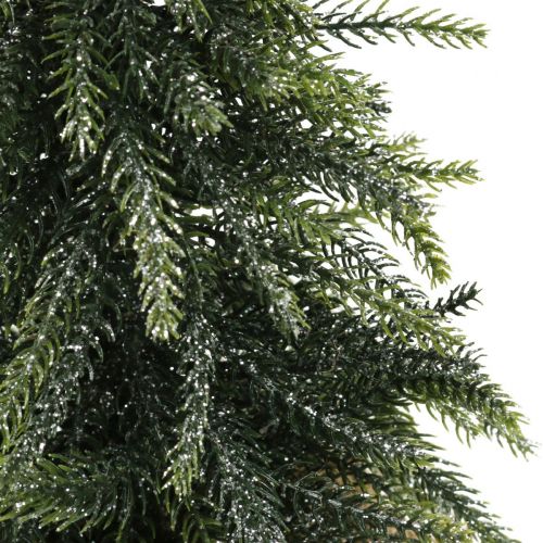 Floristik24 Deko Weihnachtsbaum Mini Tanne Jutesack Glitzer, Grün 26cm