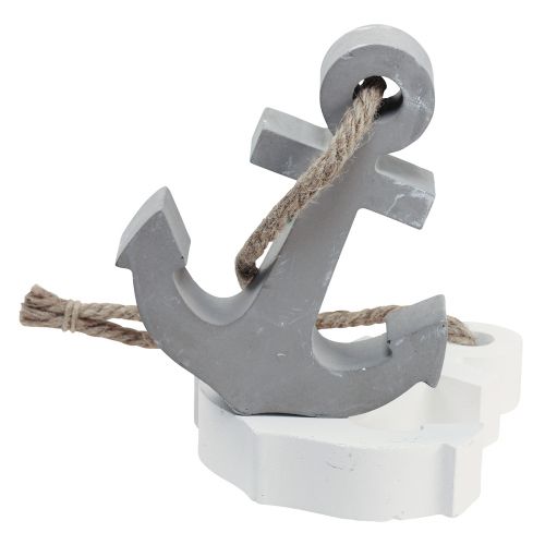 Floristik24 Deko Anker Beton Maritim Grau Weiß 11,5cmx14cm 2St
