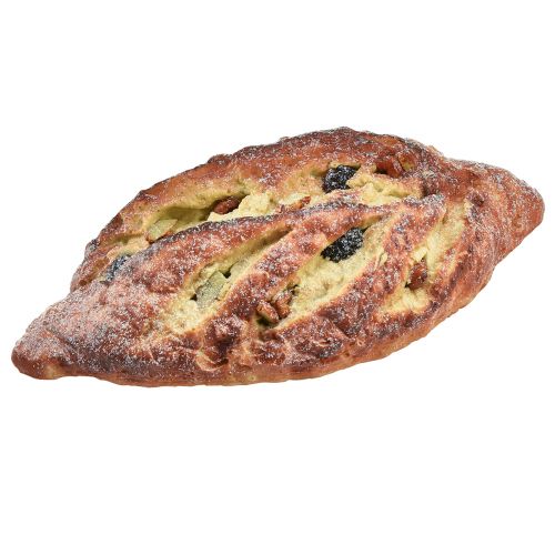 Floristik24 Deko Rosinenbrot künstlich - Täuschend echte Lebensmittelattrappe für Bäckerei und Schaufenster 22cm