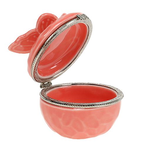 Floristik24 Deko Dose mit Schmetterling Lachs Ø6cm H6cm