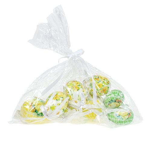 Floristik24 Deko-Eier zum Hängen Gelb-Grün 5-8cm 8St