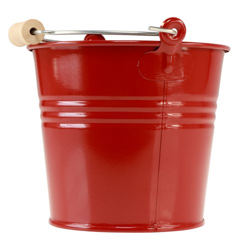 Floristik24 Deko Eimer Metall Übertopf Rot Ø16cm H14,5cm 1,6L
