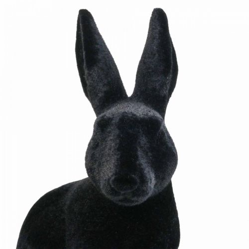 Floristik24 Deko Hase Groß Osterhase Schwarz beflockt Keramik H42,5cm