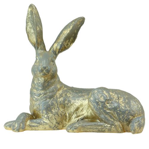 Floristik24 Deko Hase Liegend Gold Grau Dekofigur Ostern 27x13x25cm