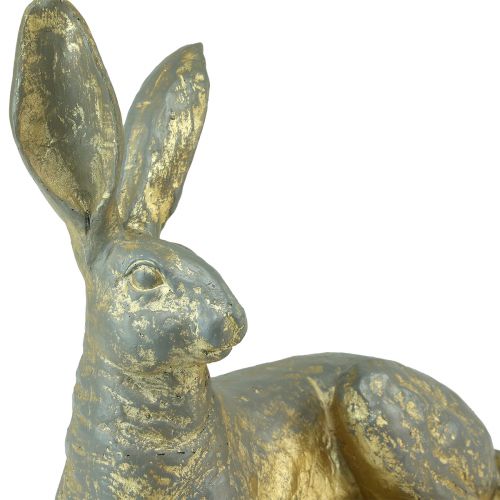 Floristik24 Deko Hase Liegend Gold Grau Dekofigur Ostern 27x13x25cm