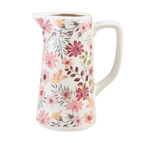 Deko Kanne Blumen Keramik Vase Steingut Vintage 19,5cm