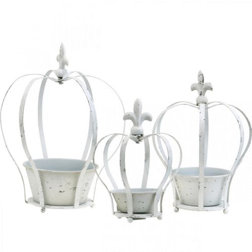 Deko-Krone Weiß Shabby Chic Metall Gartendekoration 3er-Set