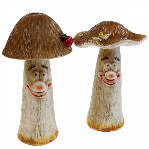 Floristik24 Deko Pilze Herbstdeko Lustige Pilze Ø15/12cm H22/25cm 2St