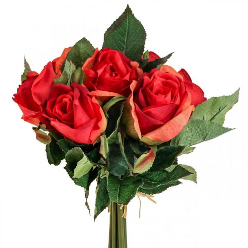 Deko Rosen Blumenstrauß Kunstblumen Rosen Rot H30cm 8St