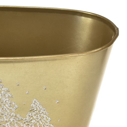 Artikel Deko Schale oval Tannenbaum Übertopf Gold 24×13×12,5cm