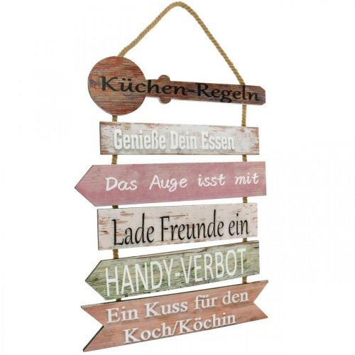 Artikel Deko Schild Holz mit humorvollen Küchenregeln für Wanddeko